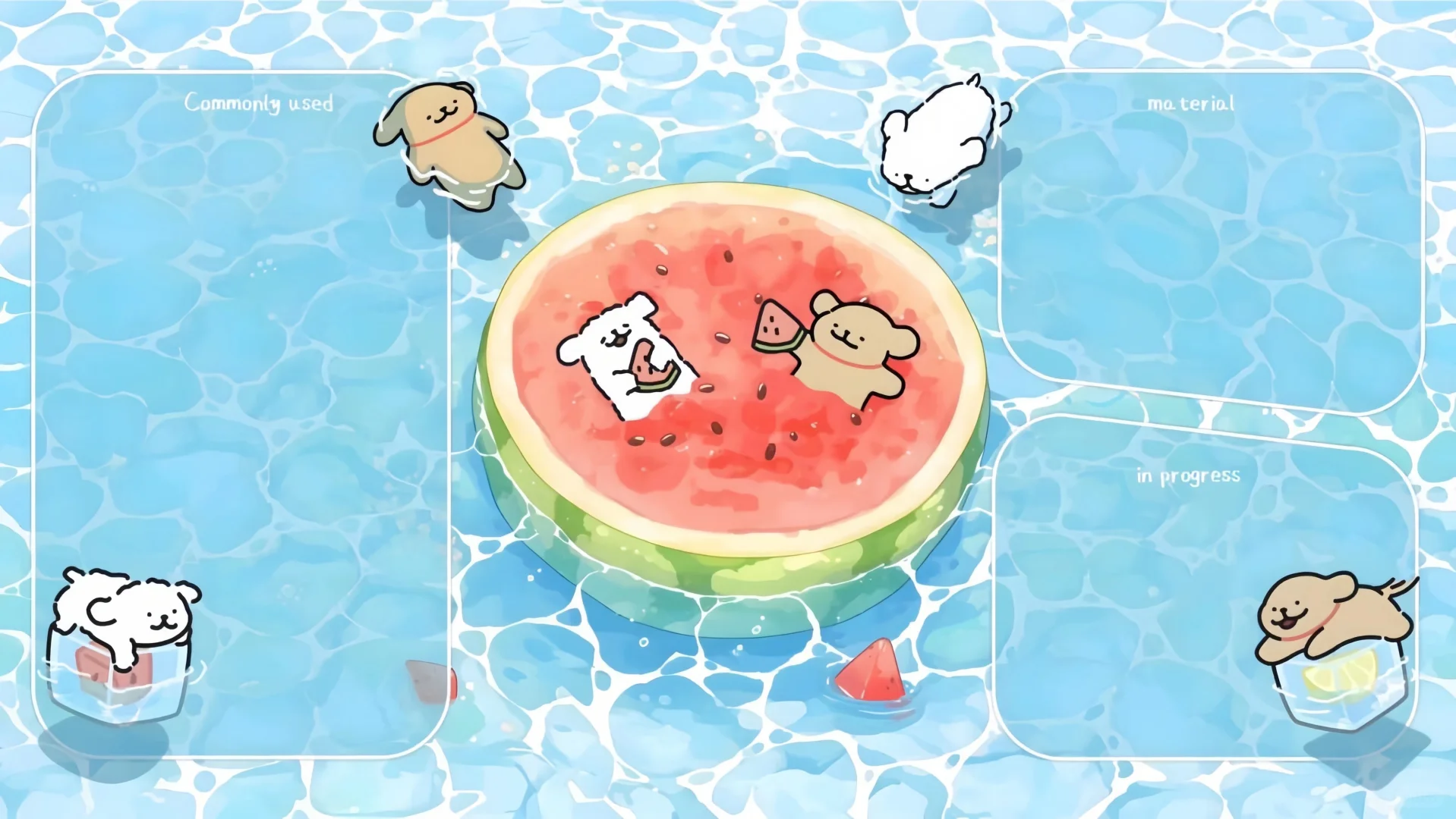 线条狗分区壁纸🍓夏天可爱电脑壁纸