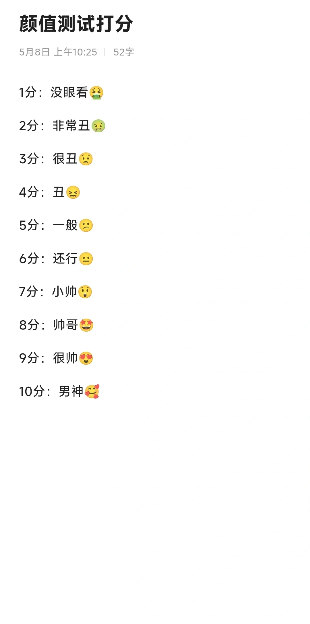颜值测试打分仅供个人意见