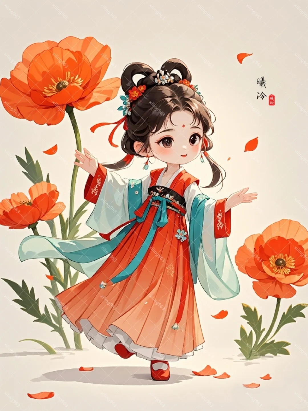 Q版插画‖娇艳美人