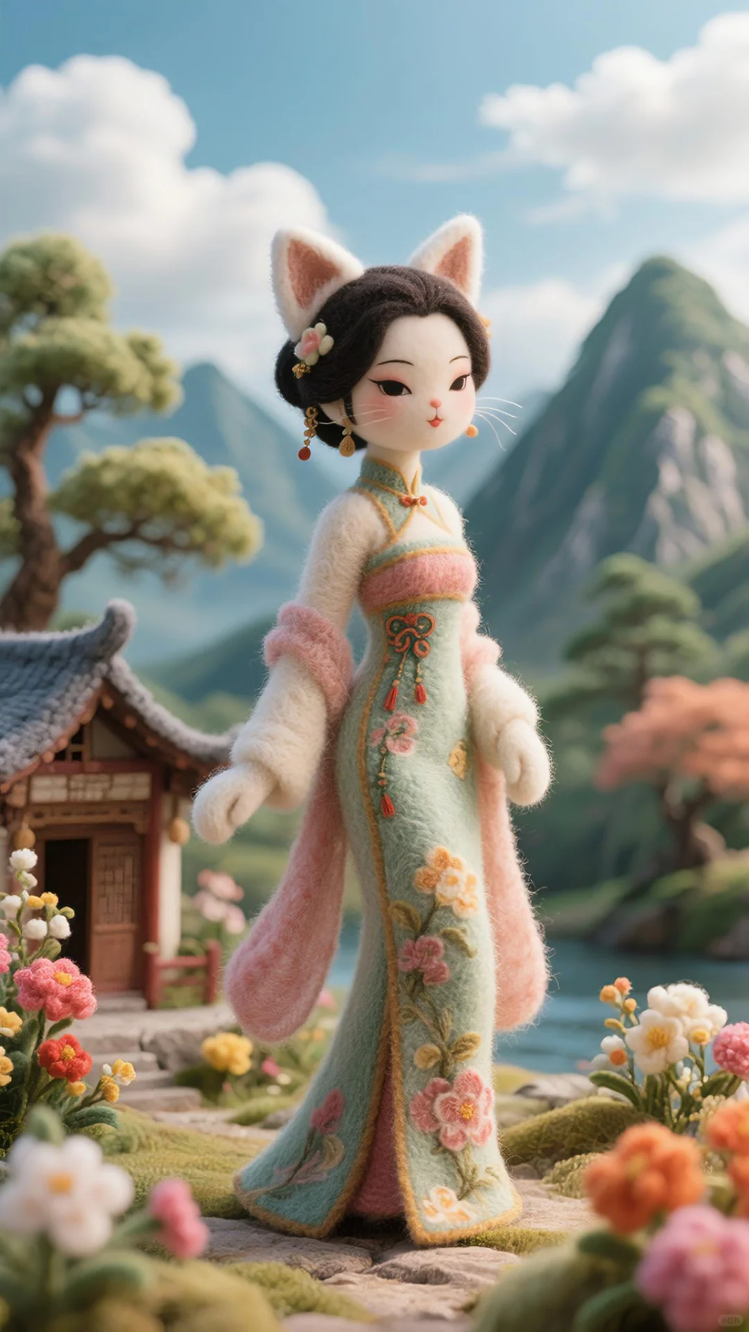羊毛毡风格女头像