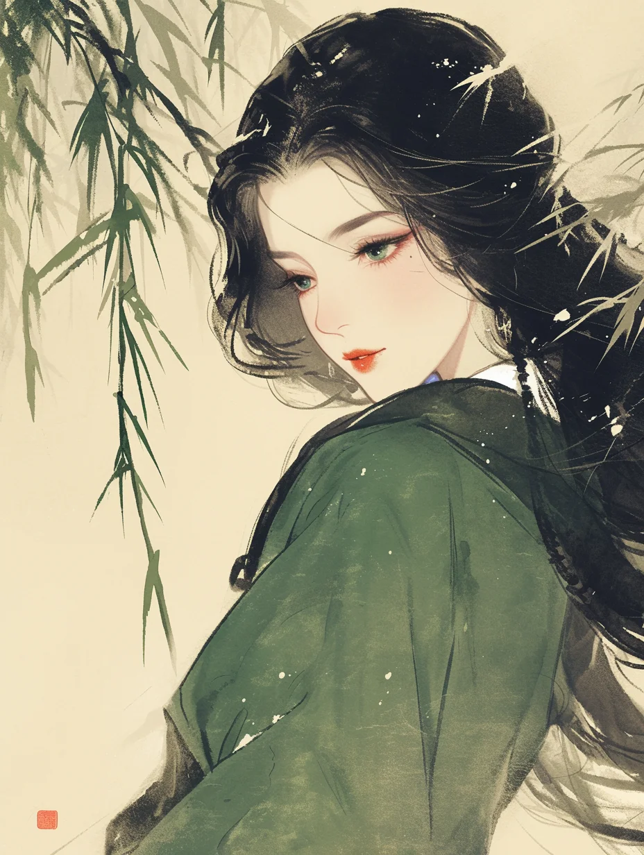 古风水墨美人|应如是|我见青山多妩媚
