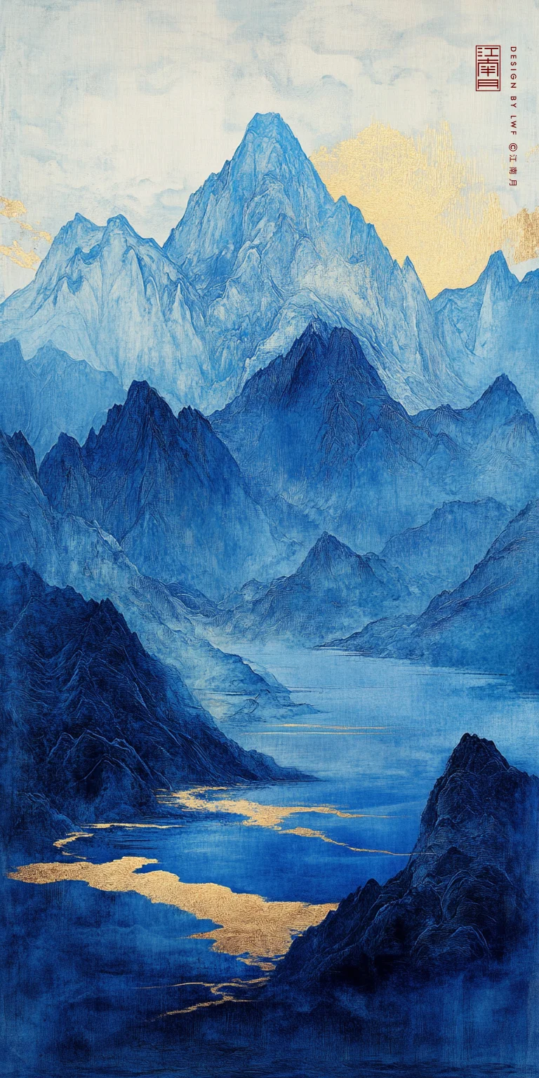 青山鎏金｜新中式国风山水画壁纸
