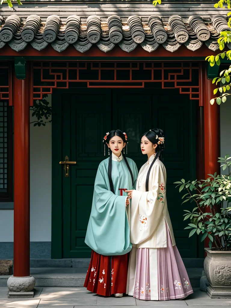 国风来袭—庭院里的汉服佳人