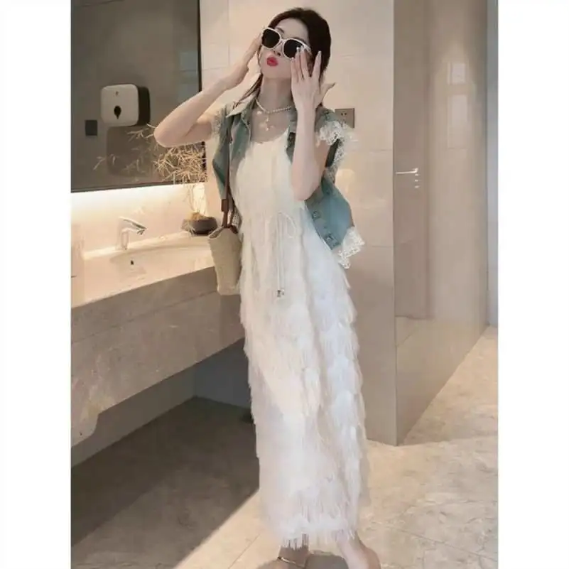 夏装搭配一整套女时尚设计感蕾丝拼接牛仔外
