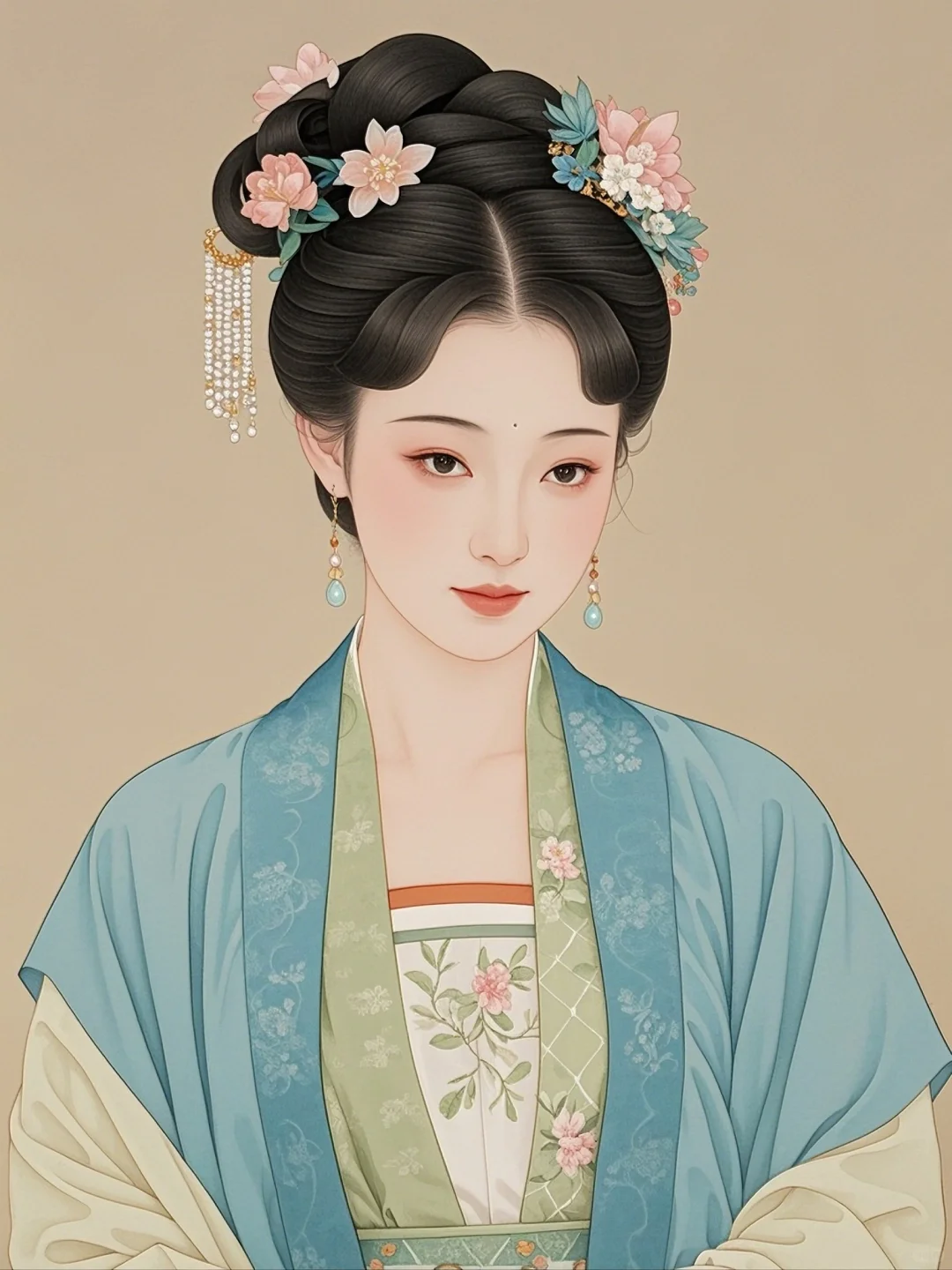 工笔人物｜宋制汉服美人