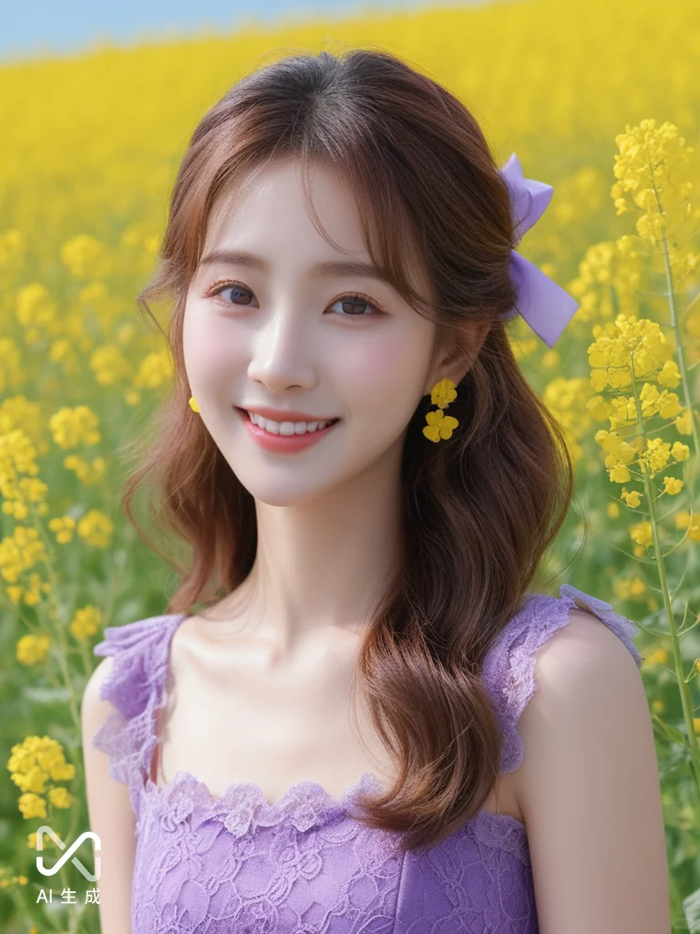 AI生成AI女生油菜花海AI写真