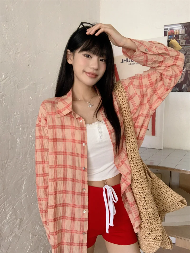 甜辣格子衬衫穿搭