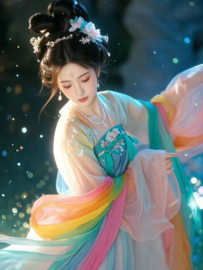 秋风起，夜微凉，伊人独立对月光，古风美人
