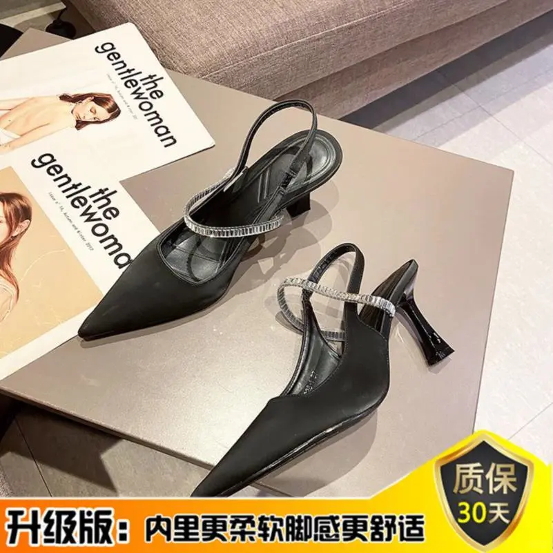 细跟气质尖头高跟鞋女2024新款设计感小