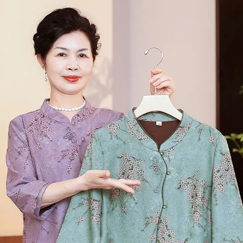 中老年春夏装新中式妈妈国风衬衫女时尚夏季