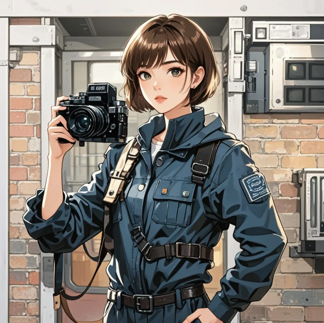 短发女摄影师