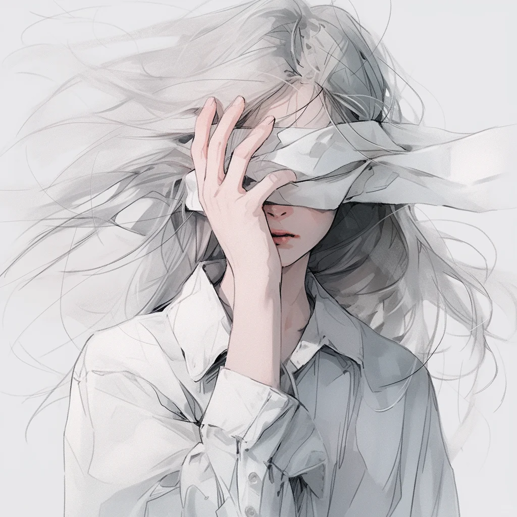 极简唯美灰色系女生头像