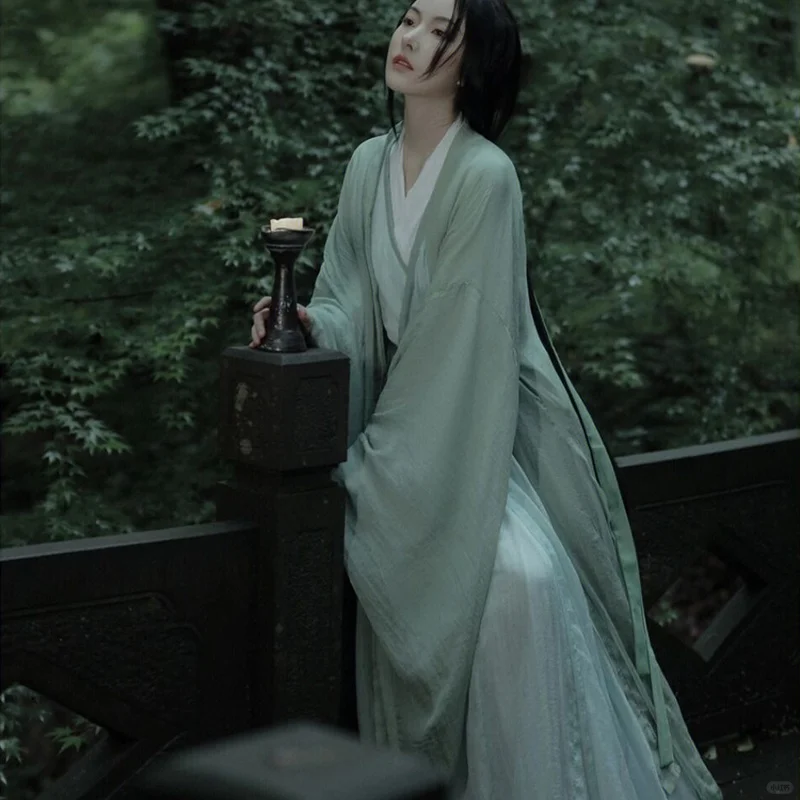 全网首发！🌟魏晋风汉服女成人直裾清冷系飘逸2025新款古风古装女广袖流仙裙