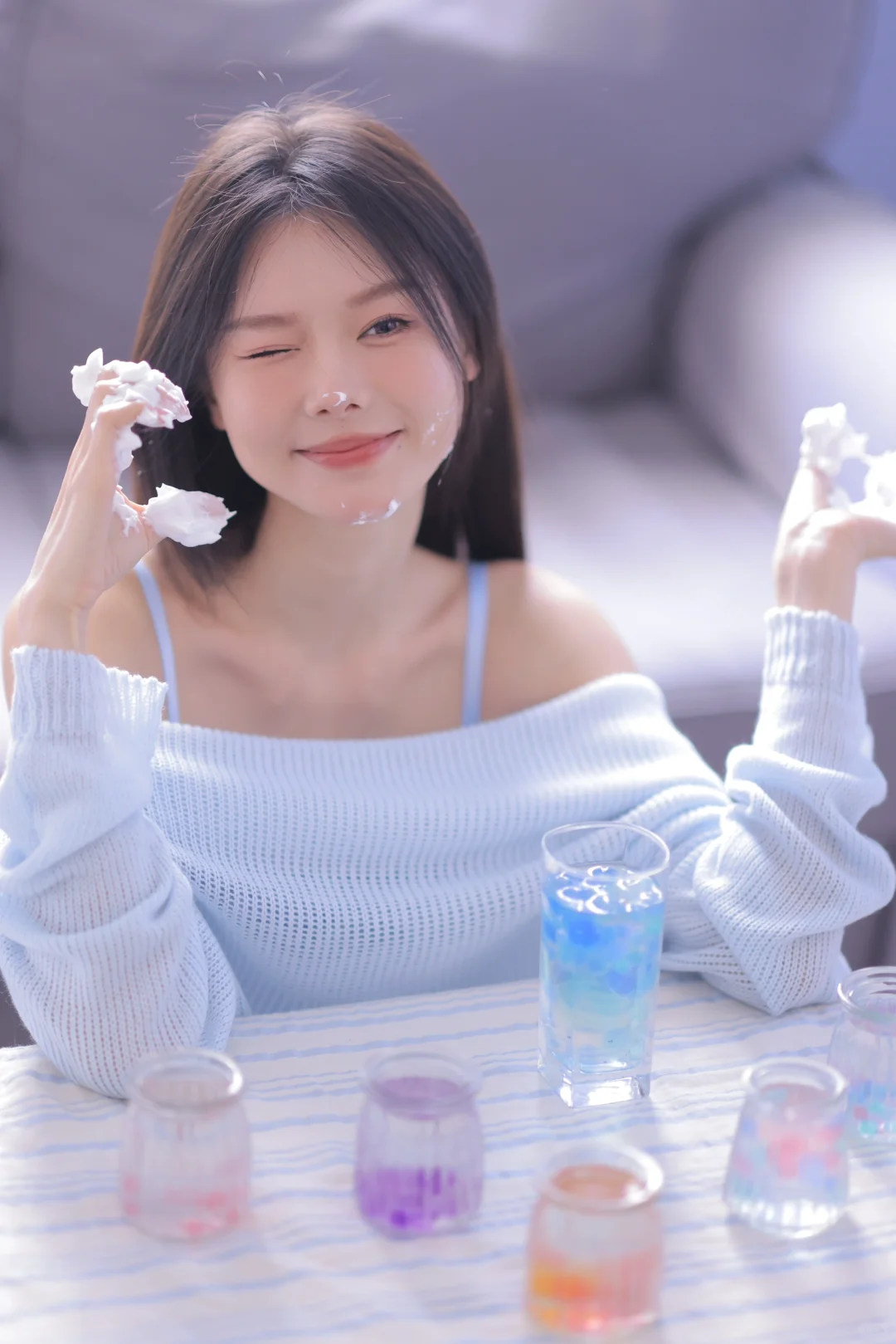 蓝色真的是淡颜系长相的天菜色