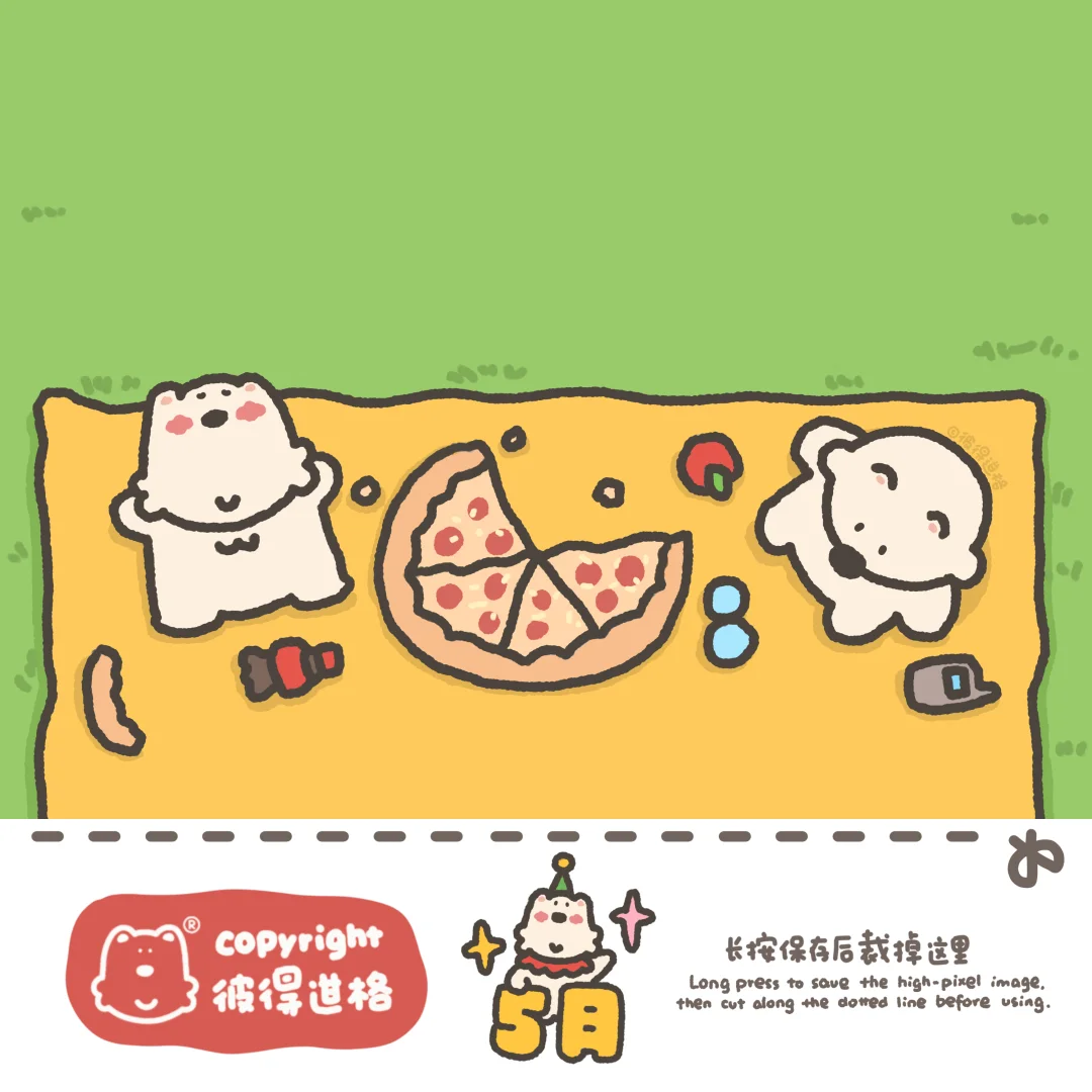 5月iPad壁纸｜“吃玩睡吃玩睡吃玩睡🍎✨💤”