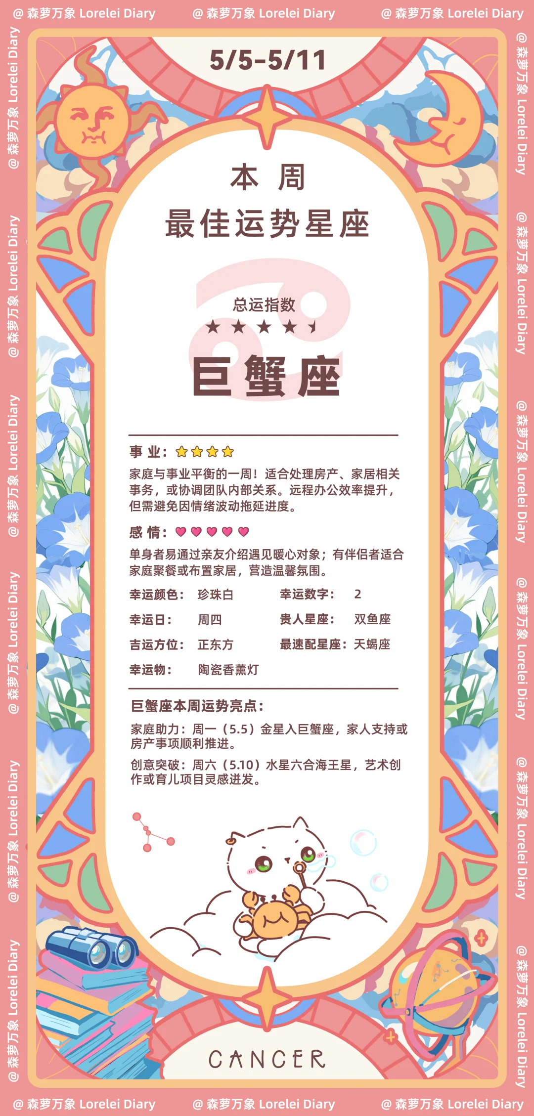 巨蟹座本周逆天改命！宅家躺赢全糖去冰