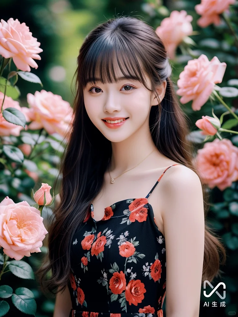 美女配鲜花漂亮吗（ai绘画）