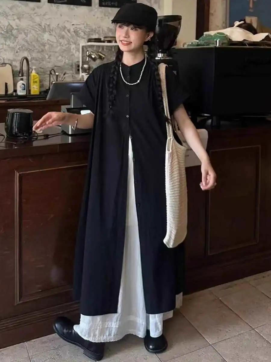 夏日必备💃黑色衬衫裙