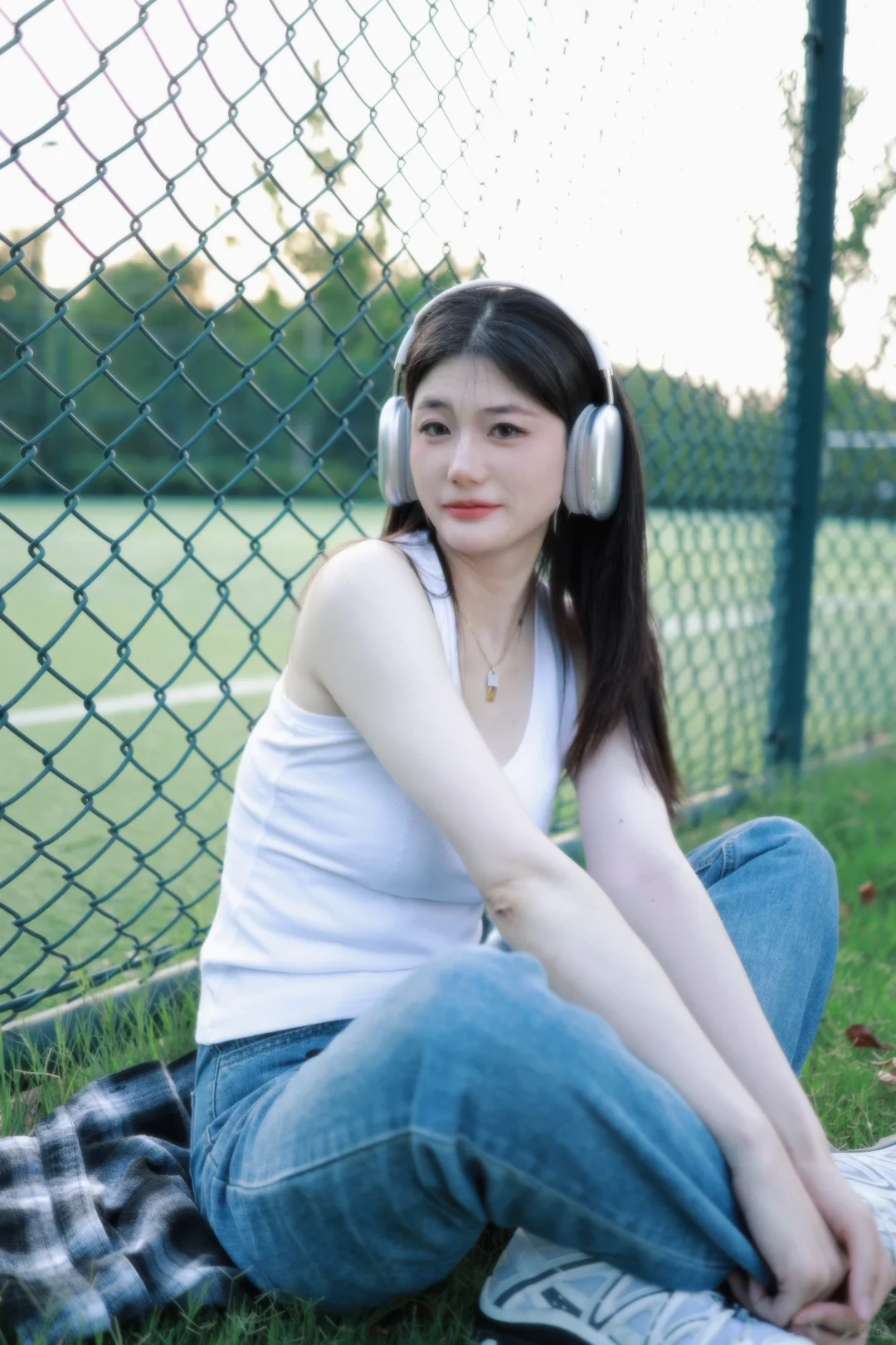 足球场的绿网格真的太出片了