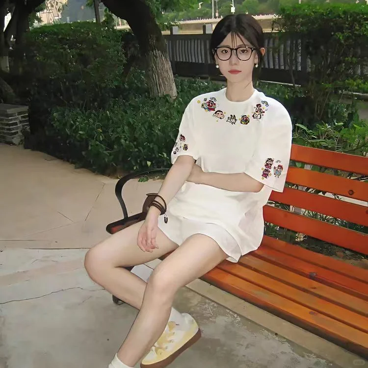 夏季卡通图案宽松短袖t恤女