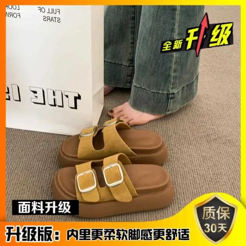网红复古勃肯拖鞋女夏2025新款外穿厚底