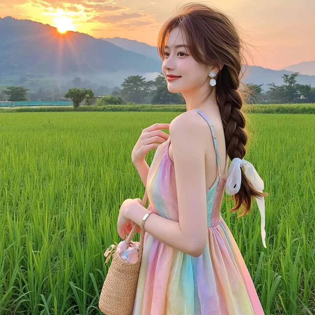 【氛围感女头】晒晒你的稻田照吧🌈