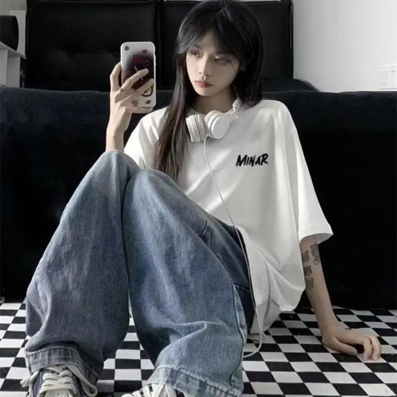 美式复古设计感小众纯棉短袖t恤女夏季in