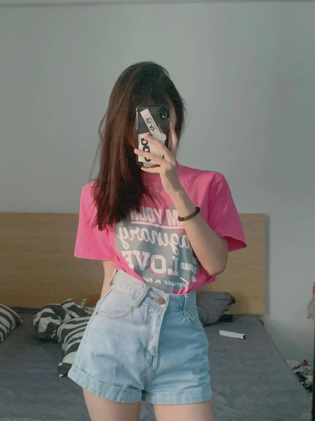 对镜自拍🤳显瘦穿搭｜腿长姿势｜粉蓝🌸