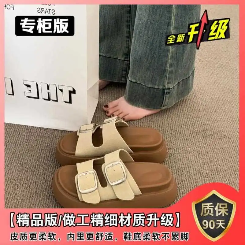网红复古勃肯拖鞋女夏2025新款外穿厚底
