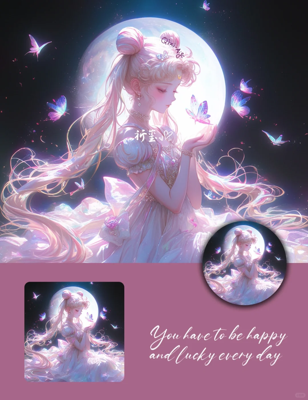 月下少女满月版｜水冰月月野兔唯美动漫头像