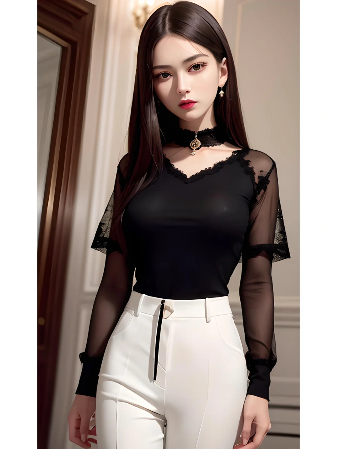 AI 绘图 长发美女