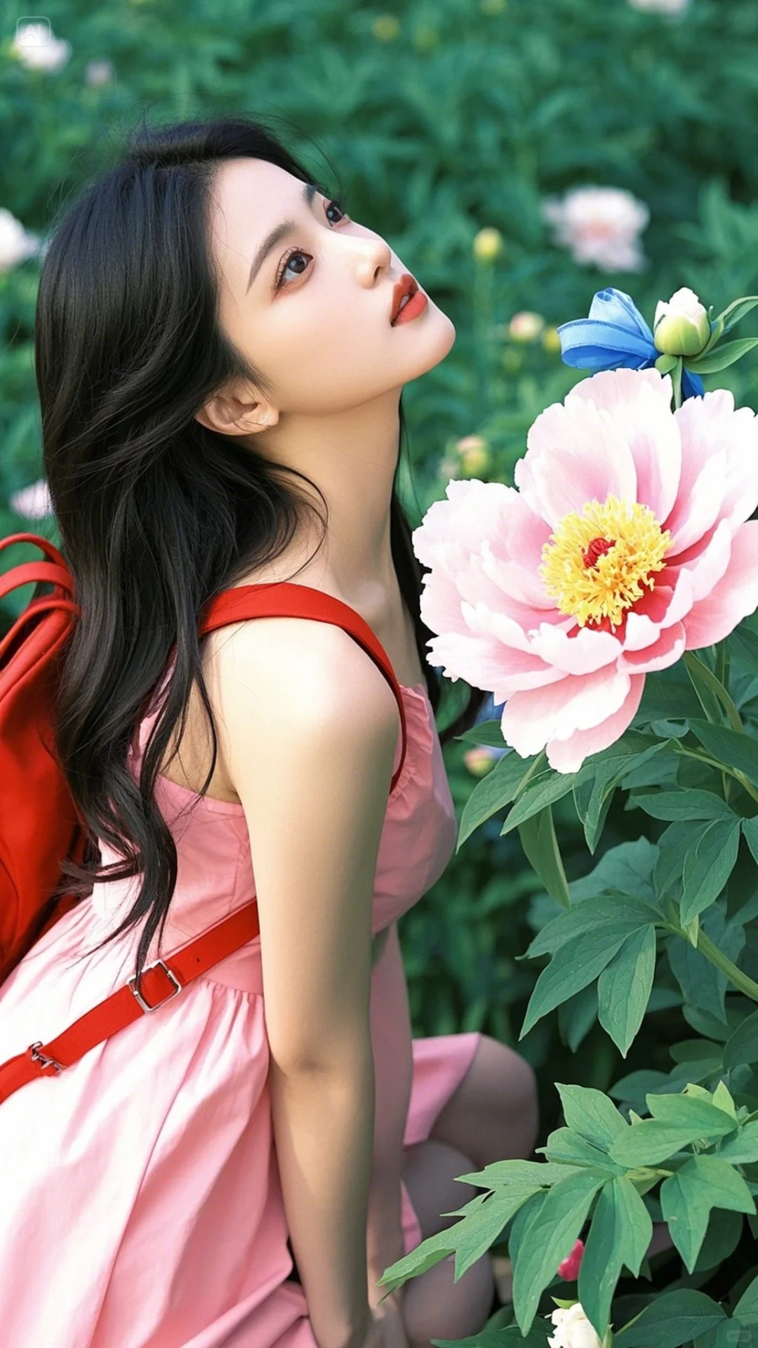 观赏牡丹花美女
