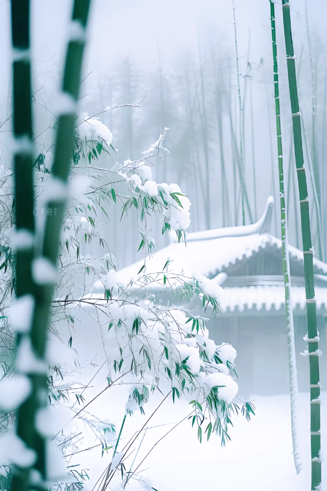 雪竹映冬景