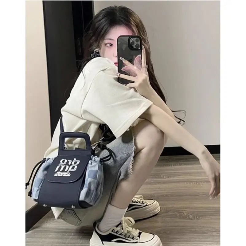 复古美式直筒中裤破洞牛仔裤女大码胖mm宽