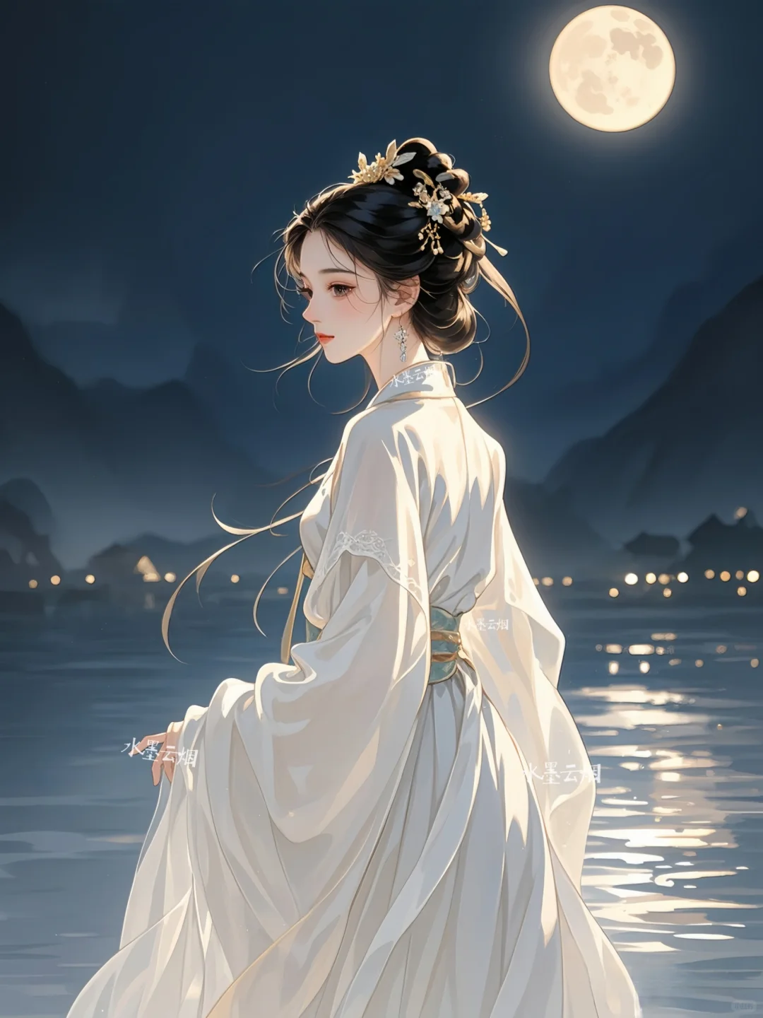 海风碧云，夜渚月明