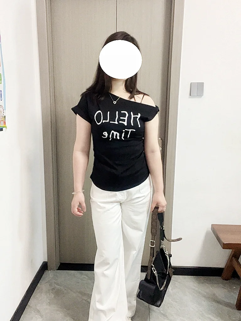 135斤！！微胖姐妹还是适合露肩t别太显瘦了