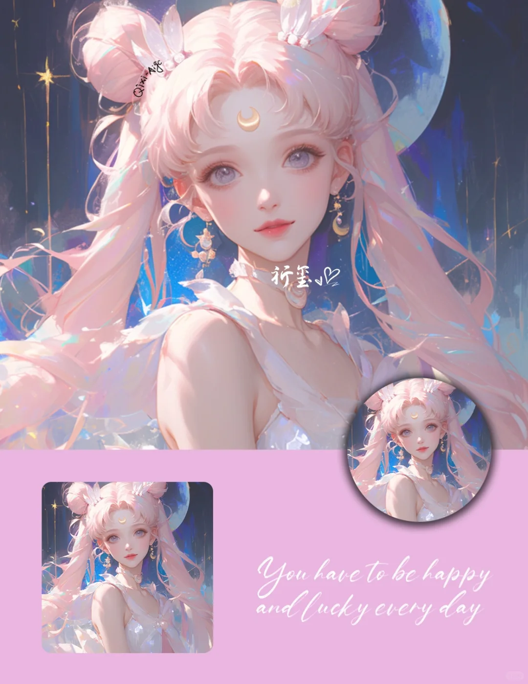 水冰月｜月野兔同人🌙粉色唯美气质动漫女头