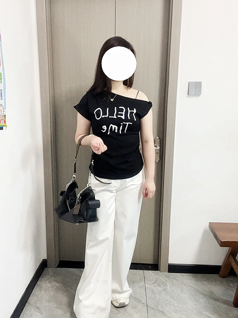 135斤！！微胖姐妹还是适合露肩t别太显瘦了