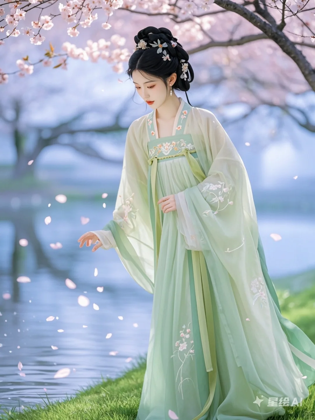 樱畔花雨飞，佳人着华裙 ⑤｜数字写真