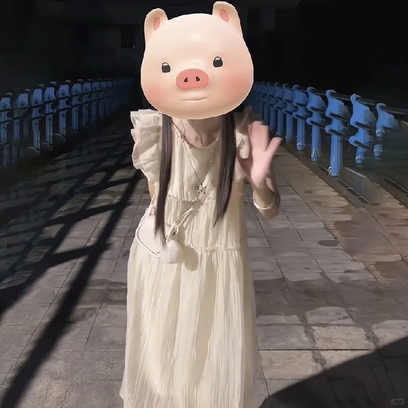 法式甜美初恋复古小飞袖杏色连衣裙女夏季新