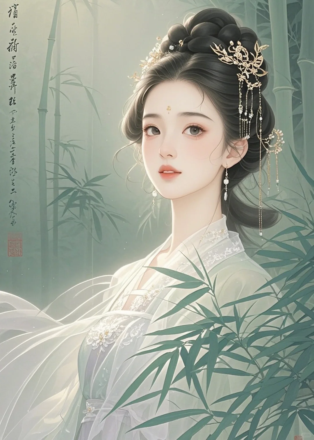 “新月隐修竹，清风开小亭。”