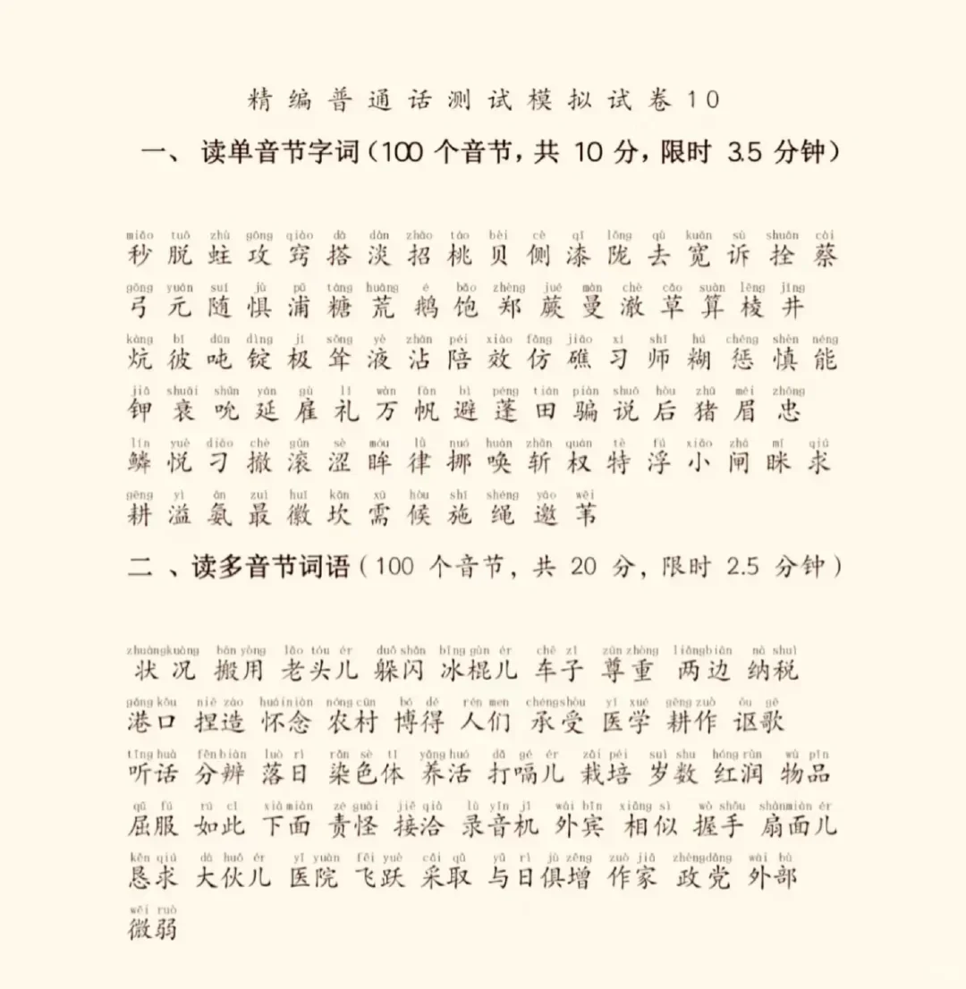 25年普通话考试常见生僻字II真题
