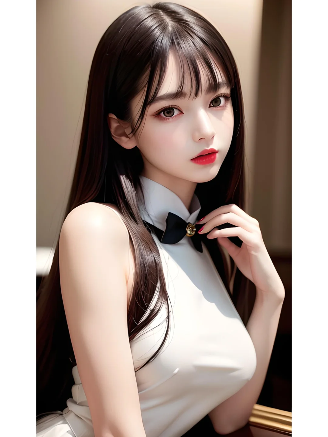 AI 绘图 长发美女