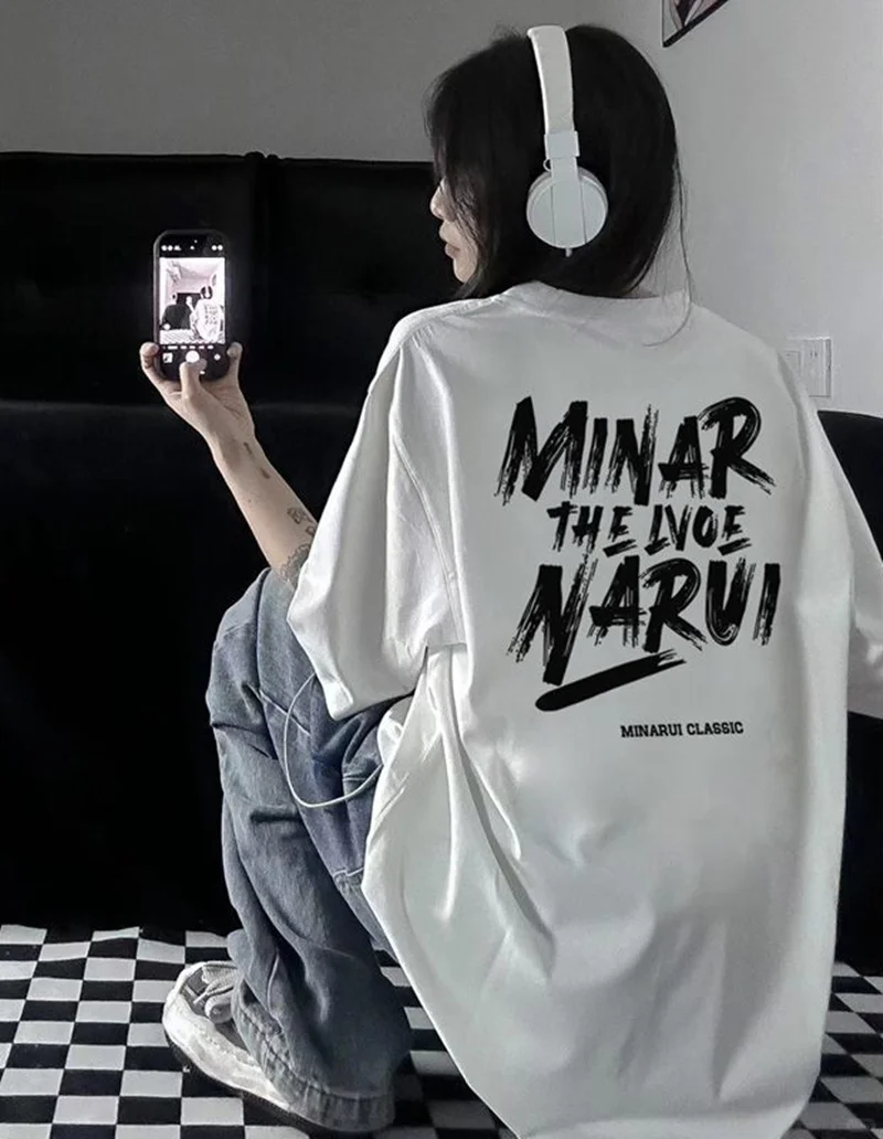 美式复古设计感小众纯棉短袖t恤女夏季in