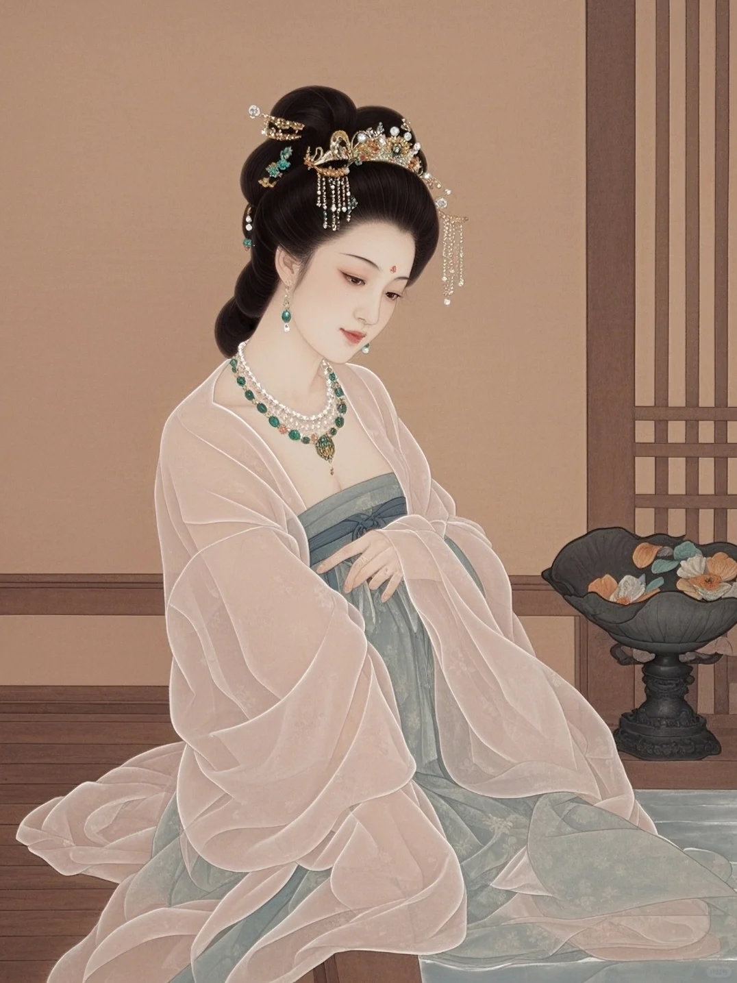 娇容似月凝霜华，情思悠悠寄天涯。