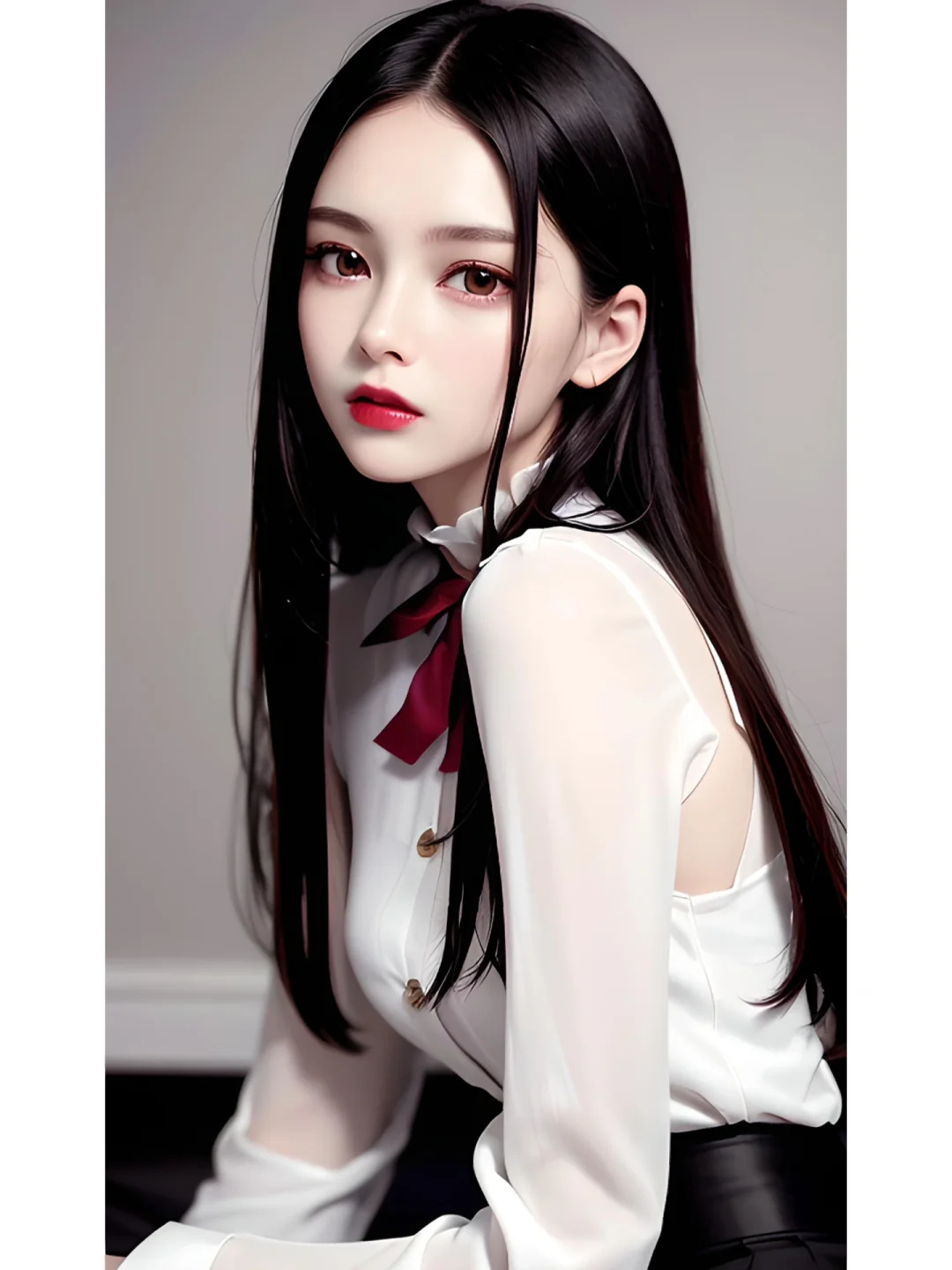 AI 绘图 长发美女