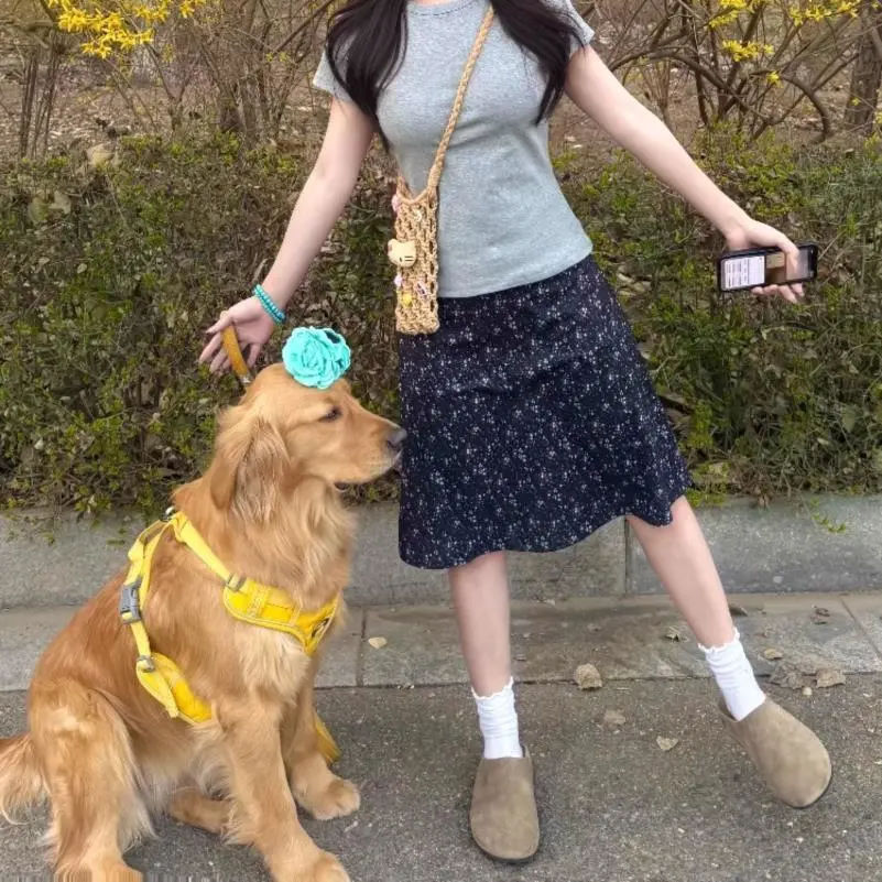 韩系小众时尚复古碎花半身裙女小个子夏季新