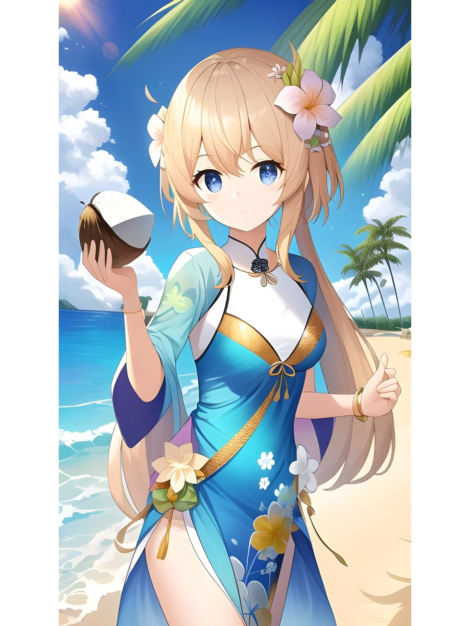 AI绘画之海边美少女