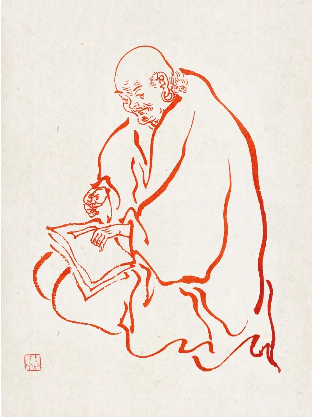 弘一法师108罗汉白描线稿（1-18)