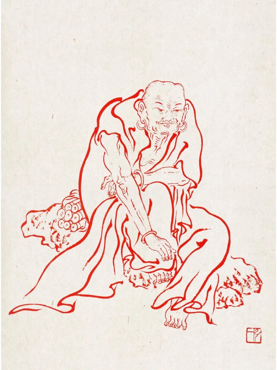 弘一法师108罗汉白描线稿（1-18)